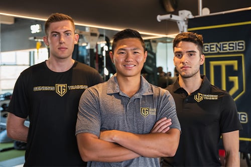 Austin Moy, a professional fitness coach and owner of Genesis Training LLC, along with two other fitness trainers. They are all dedicated to providing top-notch fitness training, guidance, and motivation to help individuals achieve their health and wellness goals
